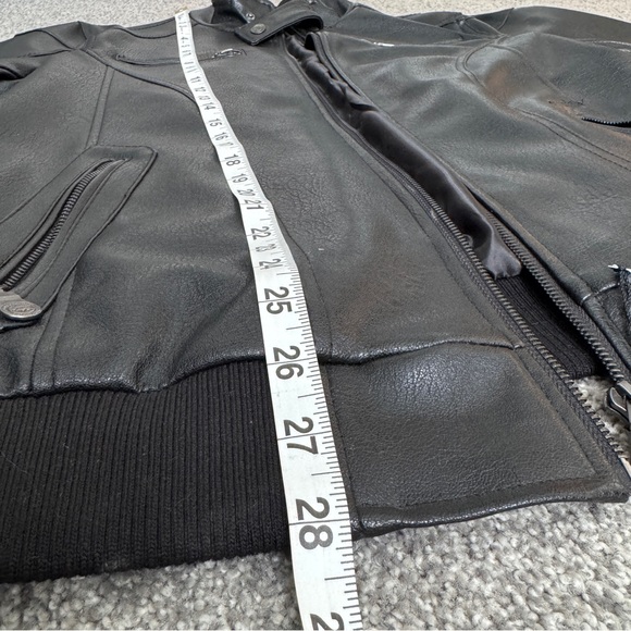 Vtg Reportage R.D.G Italia Black Mens Leather Bomber Jacket Size Medium - Picture 5 of 15